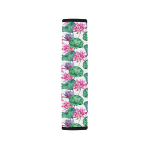 Pink Lotus Waterlily Pattern Car Seat Belt Cover