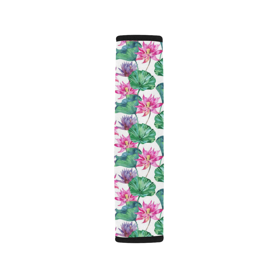 Pink Lotus Waterlily Pattern Car Seat Belt Cover