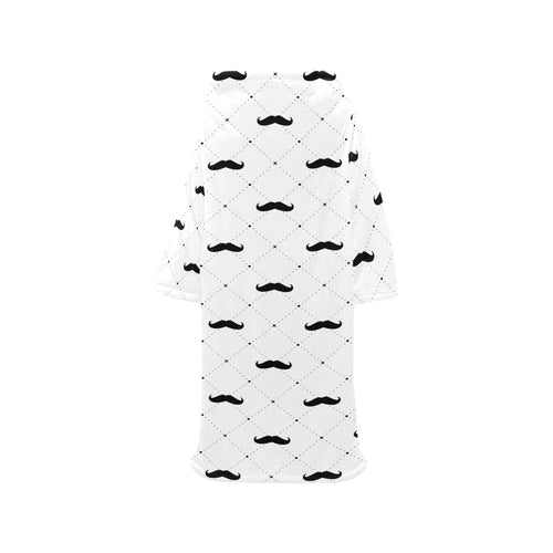 Mustache Beard Pattern Print Design 04 Blanket Robe with Sleeves