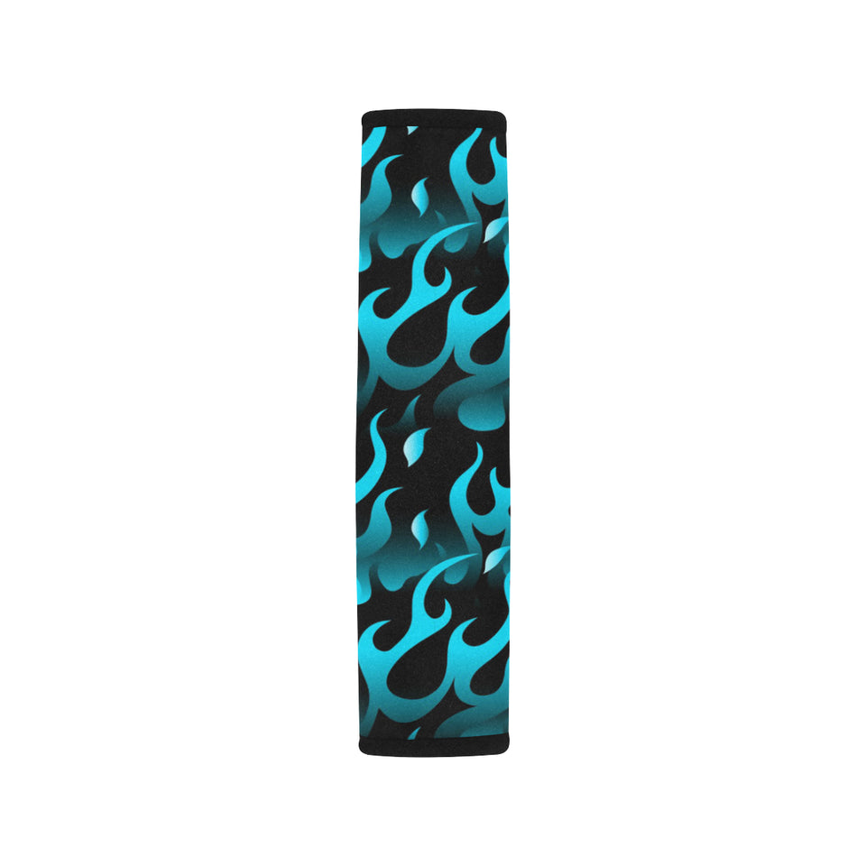 Blue Flame Fire Pattern Background Car Seat Belt Cover