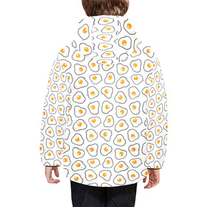 Fried Eggs Pattern Print Design 05 Kids' Boys' Girls' Padded Hooded Jacket