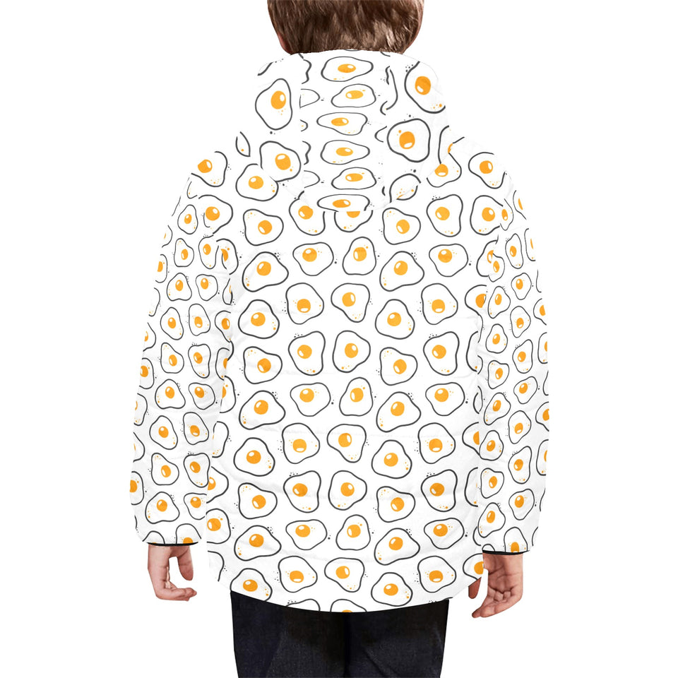 Fried Eggs Pattern Print Design 05 Kids' Boys' Girls' Padded Hooded Jacket