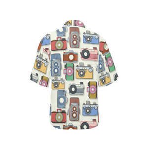 Camera Pattern Print Design 05 Women's All Over Print Hawaiian Shirt