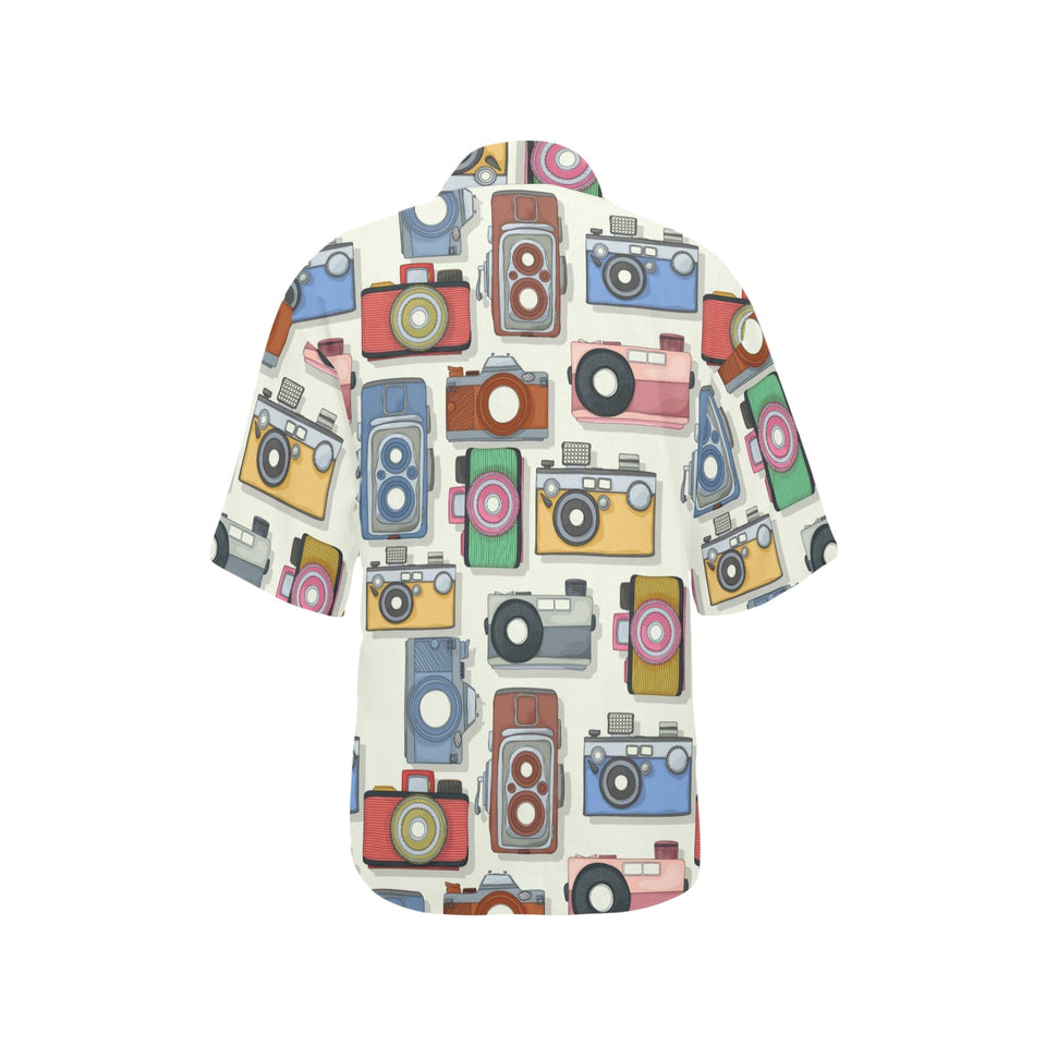 Camera Pattern Print Design 05 Women's All Over Print Hawaiian Shirt