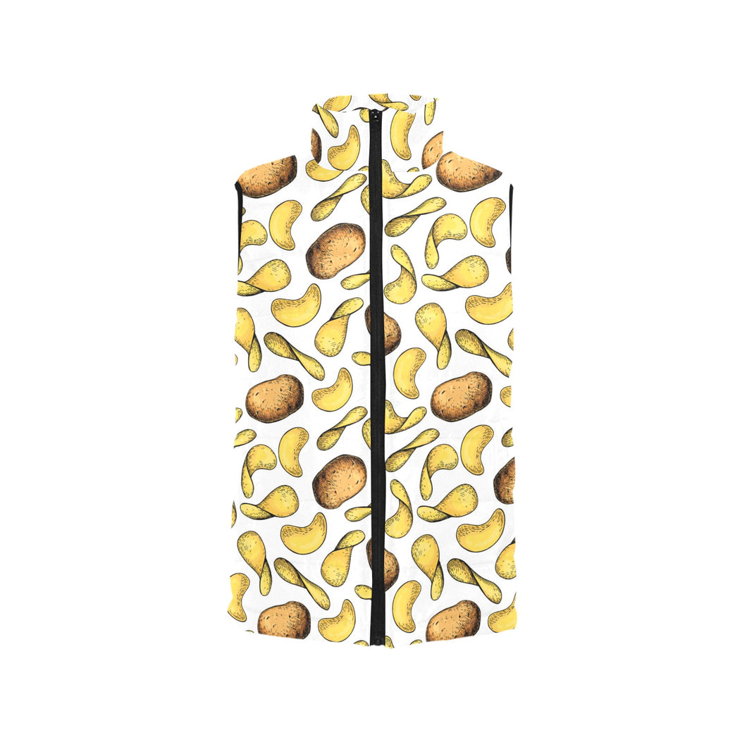 Potato Chips Pattern Print Design 01 Women's Padded Vest