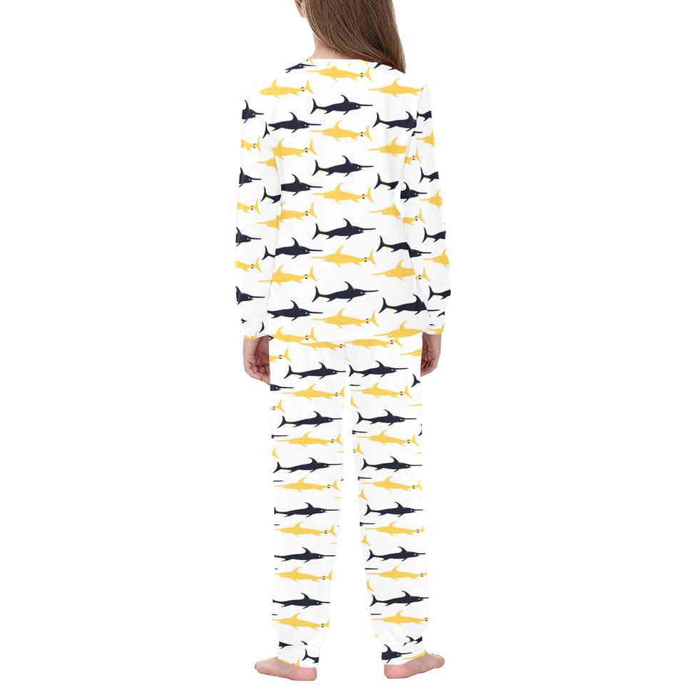 Swordfish Pattern Print Design 05 Kids' Boys' Girls' All Over Print Pajama Set