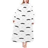 Mustache Beard Pattern Print Design 04 Blanket Robe with Sleeves