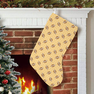 American Football Ball Pattern Yellow Background Christmas Stocking