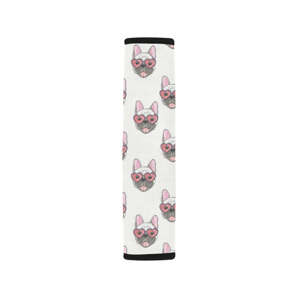 French Bulldog Heart Sunglass Pattern Car Seat Belt Cover