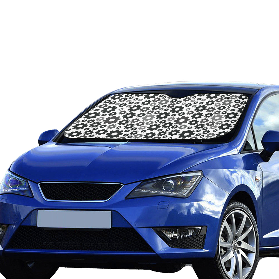 Gear Pattern Print Design 01 Car Sun Shade