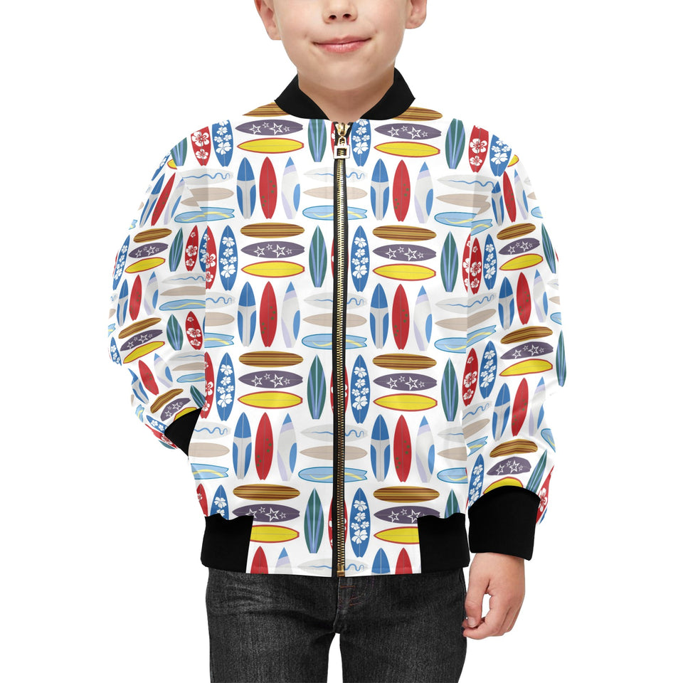 Surfboard Pattern Print Design 02 Kids' Boys' Girls' Bomber Jacket