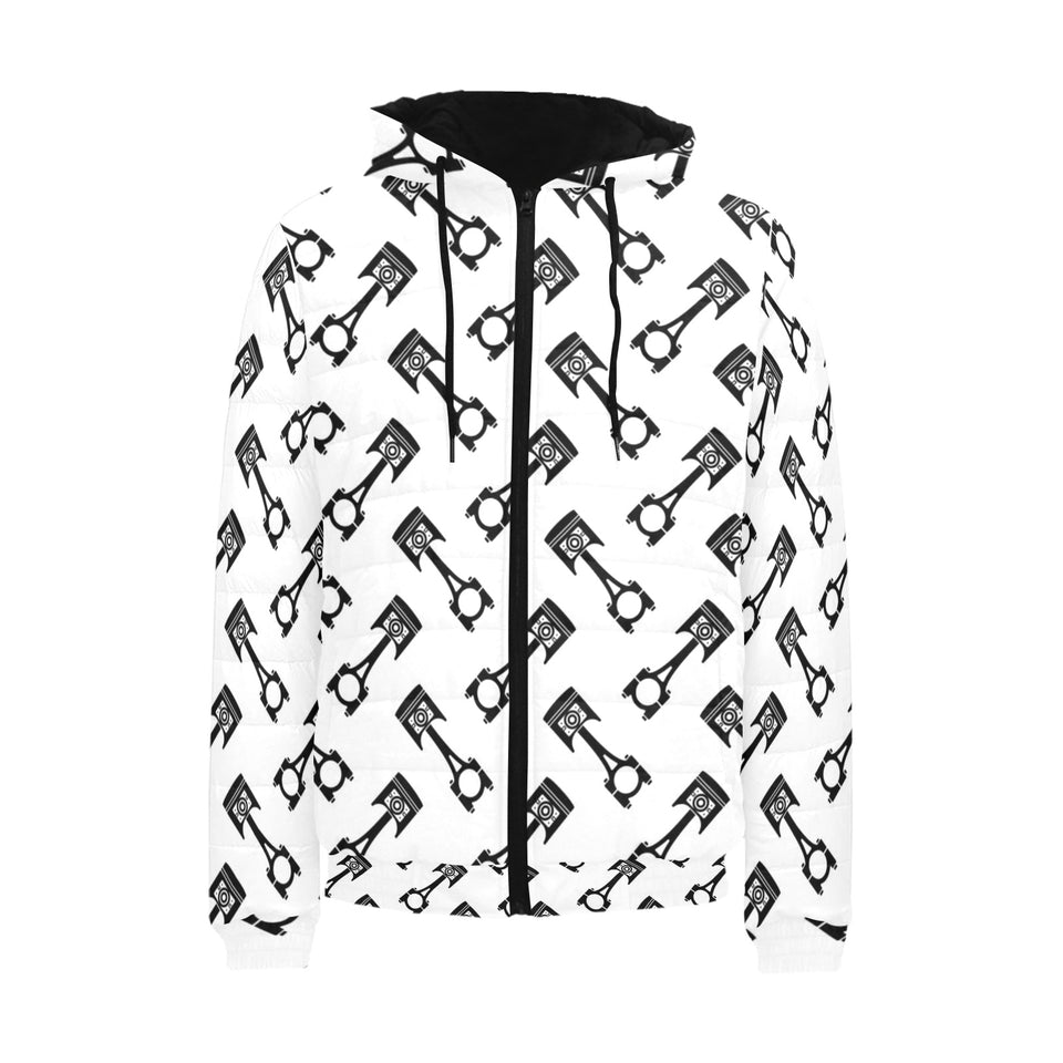 Engine Piston Theme Background Pattern Print Desig Men's Padded Hooded Jacket(ModelH42)