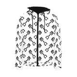 Engine Piston Theme Background Pattern Print Desig Men's Padded Hooded Jacket(ModelH42)