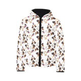 Jack Russel Pattern Print Design 05 Kids' Boys' Girls' Padded Hooded Jacket