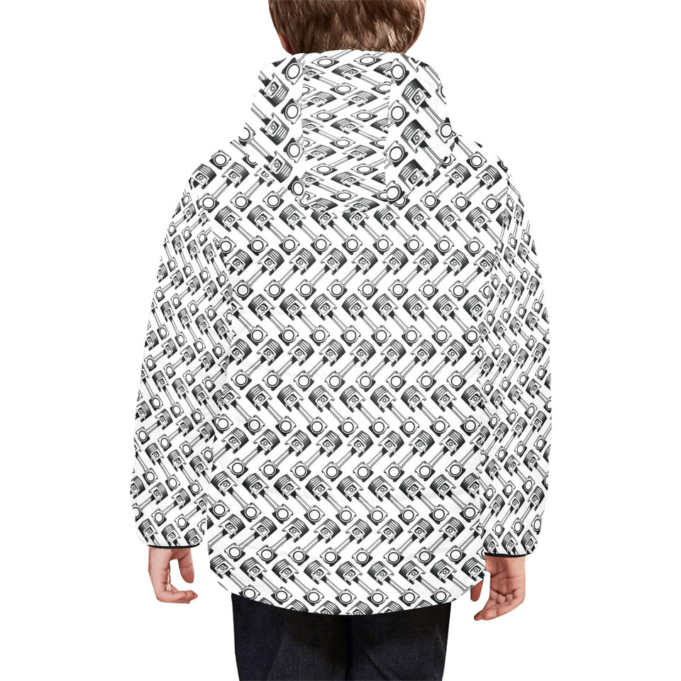 Engine Piston Pattern Print Design 03 Kids' Boys' Girls' Padded Hooded Jacket