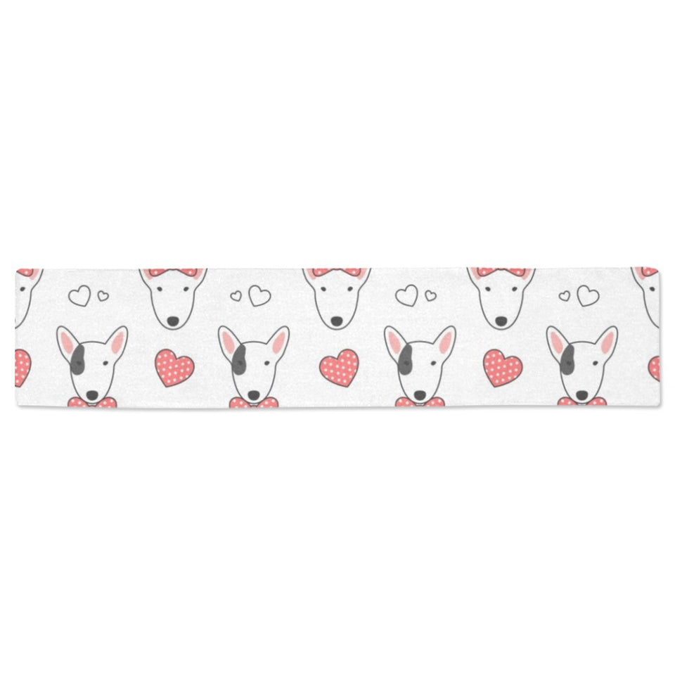 Bull Terrier Pattern Print Design 04 Table Runner