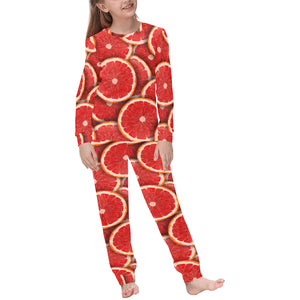 Sliced Grapefruit Pattern Background Kids' Boys' Girls' All Over Print Pajama Set