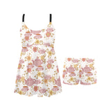 Tea pots Pattern Print Design 01 Chest Sexy Pleated Two Piece Swim Dress