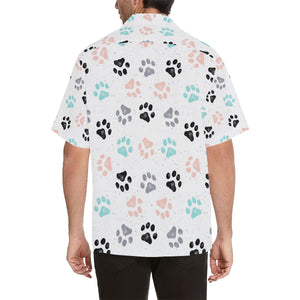 Dog Paws Pattern Print Design 02 Men's All Over Print Hawaiian Shirt (Model T58)