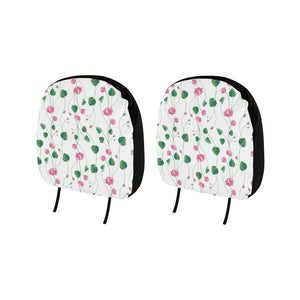 Pink Lotus Waterlily Flower Pattern Car Headrest Cover