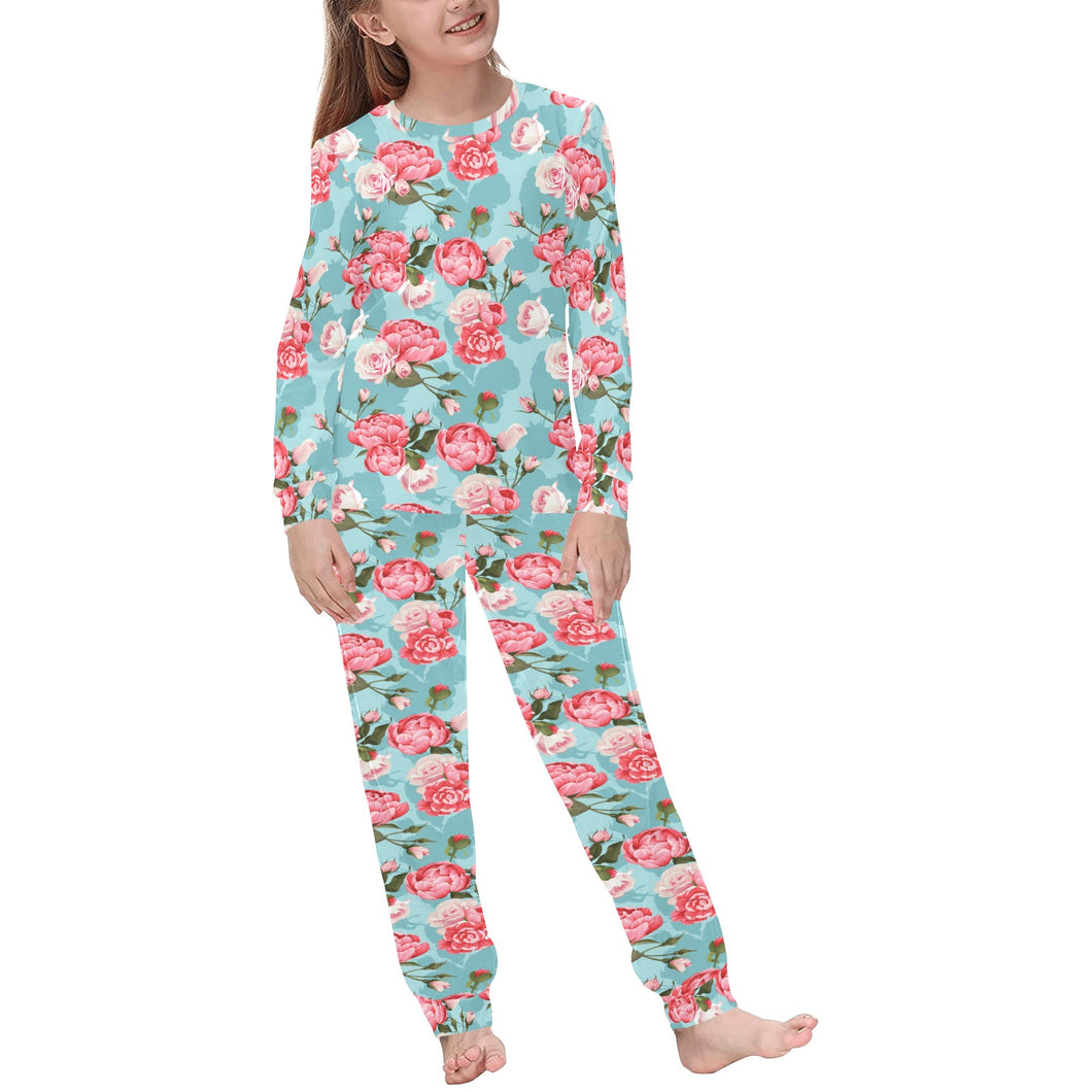 Rose Pattern Print Design 03 Kids' Boys' Girls' All Over Print Pajama Set