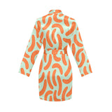 Sausage Pattern Print Design 04 Women's Long Sleeve Belted Night Robe