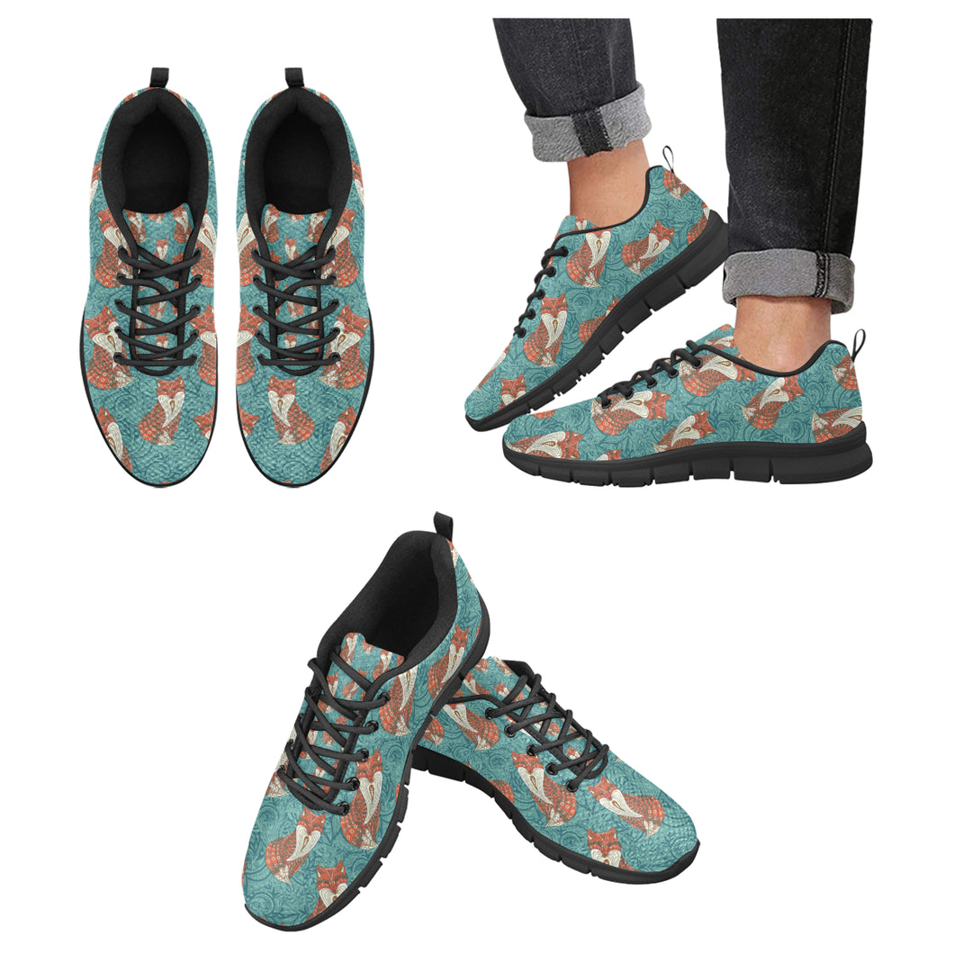 Fox Tribal Pattern Background Men's Sneakers Black