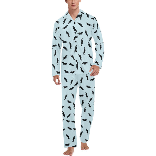 Mustache Beard Pattern Print Design 03 Men's Long Pajama Set