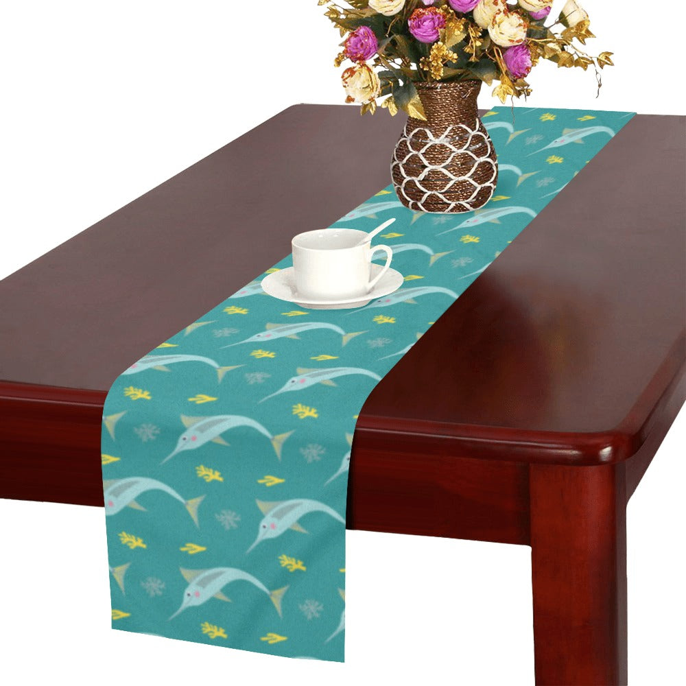 Swordfish Pattern Print Design 04 Table Runner