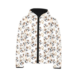 English Bulldog Pattern Print Design 01 Kids' Boys' Girls' Padded Hooded Jacket