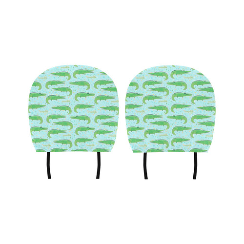 Crocodile Pattern Blue background Car Headrest Cover