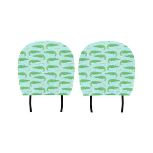 Crocodile Pattern Blue background Car Headrest Cover