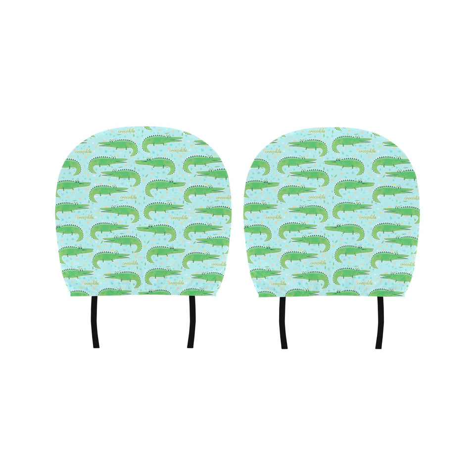 Crocodile Pattern Blue background Car Headrest Cover