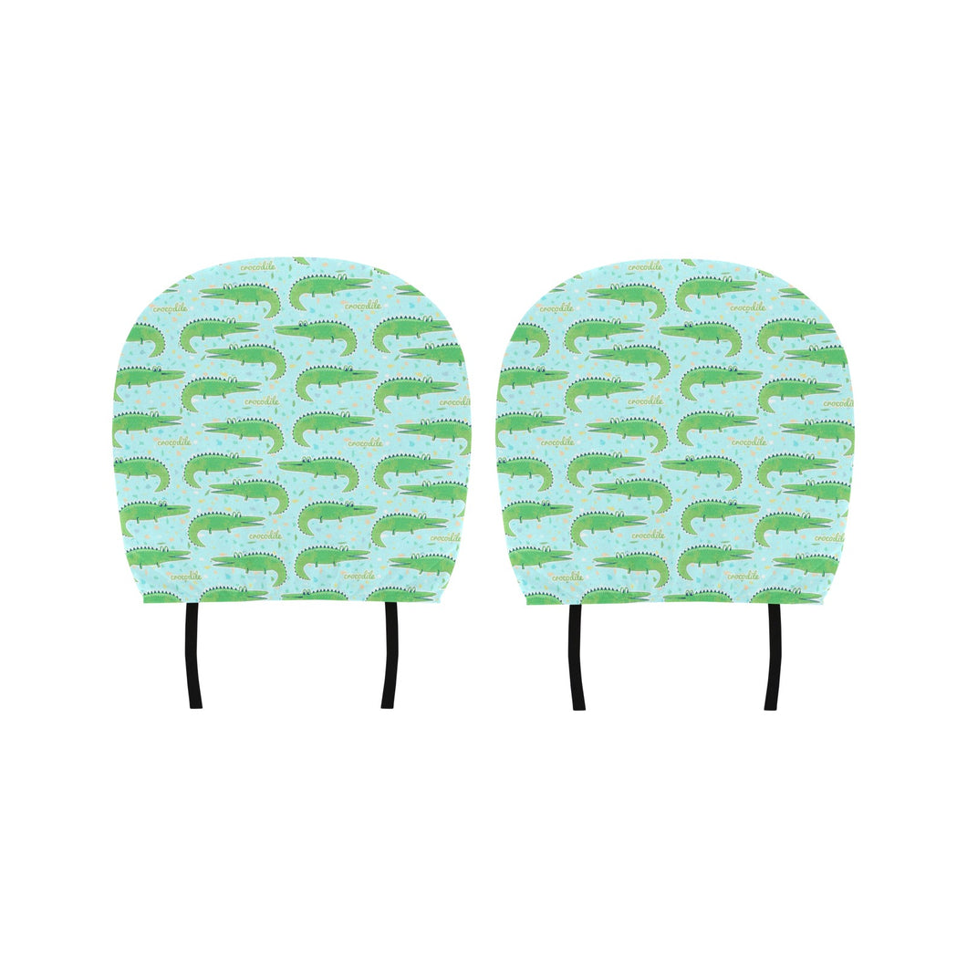 Crocodile Pattern Blue background Car Headrest Cover