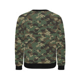 Green Camo Camouflage Honeycomb Pattern Men's Crew Neck Sweatshirt
