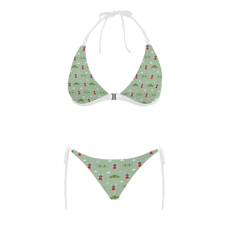 Windmill Green Pattern Sexy Bikinis Two-Pieces Swimsuits