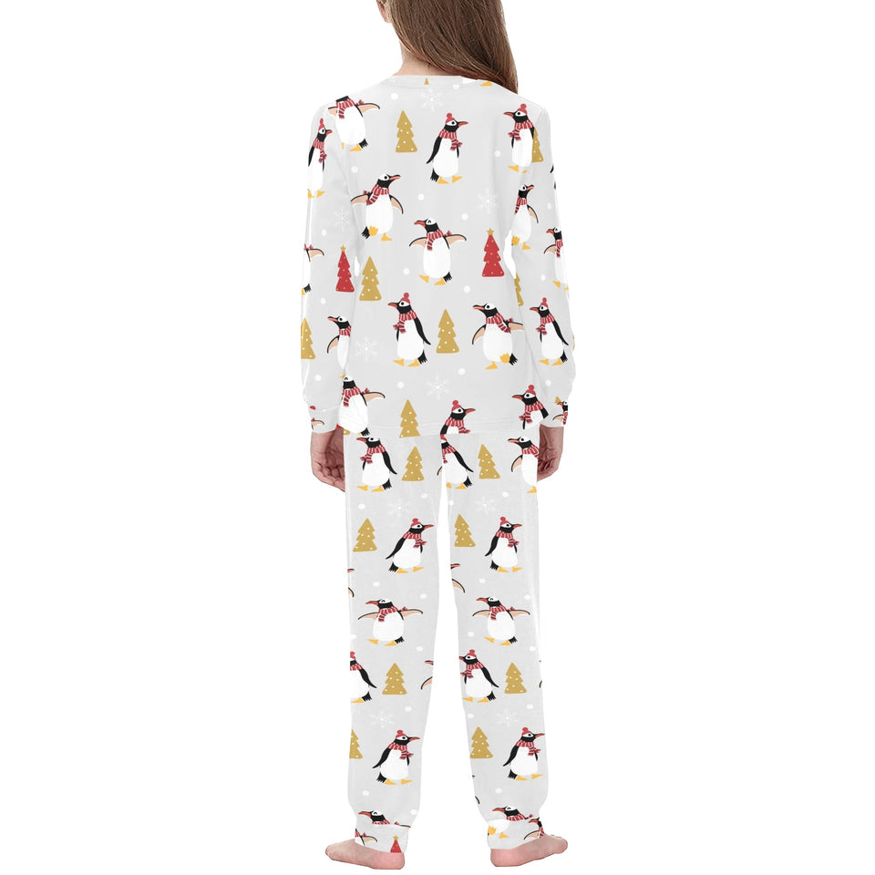 Penguin Christmas Tree Pattern Kids' Boys' Girls' All Over Print Pajama Set