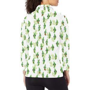 Green Peas Pattern Print Design 04 Women's Long Sleeve Polo Shirt