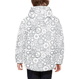 Gear Pattern Print Design 05 Kids' Boys' Girls' Padded Hooded Jacket