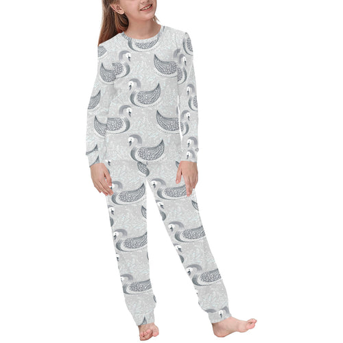 Swan Gray Pattern Kids' Boys' Girls' All Over Print Pajama Set