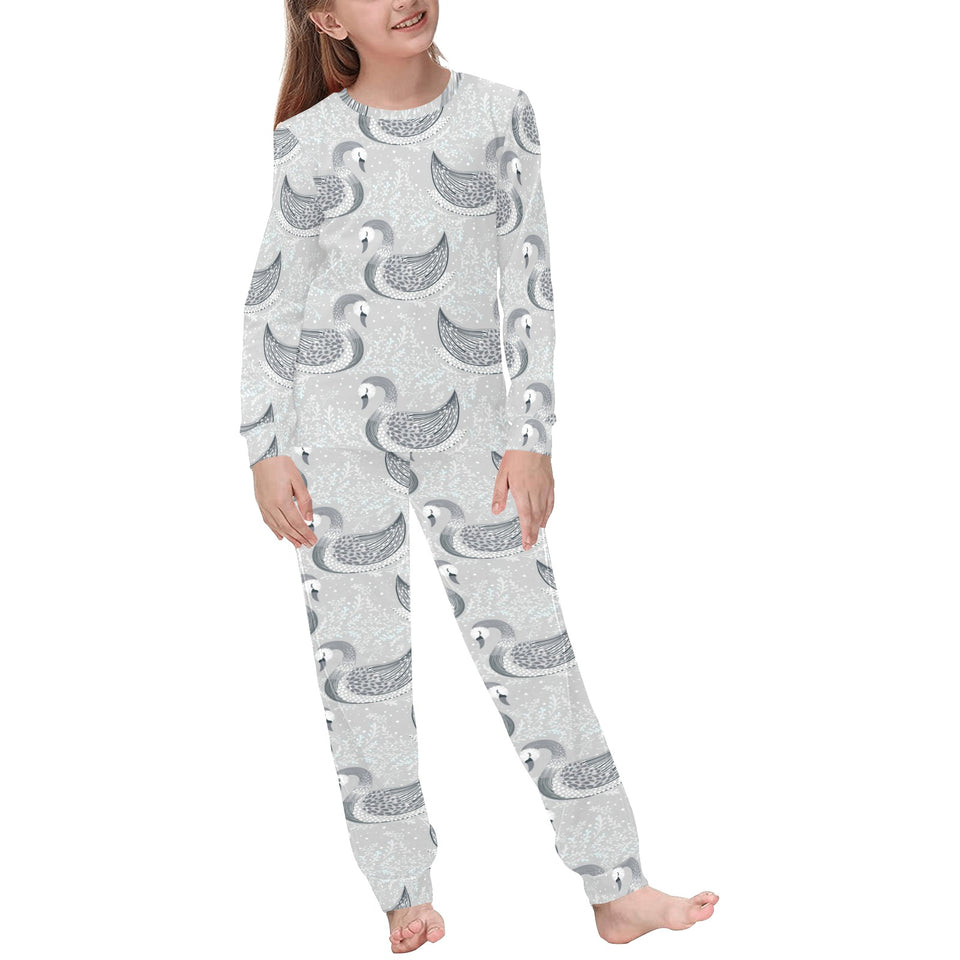 Swan Gray Pattern Kids' Boys' Girls' All Over Print Pajama Set