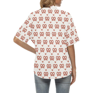 Pretzels Pattern Print Design 01 Women's All Over Print Hawaiian Shirt