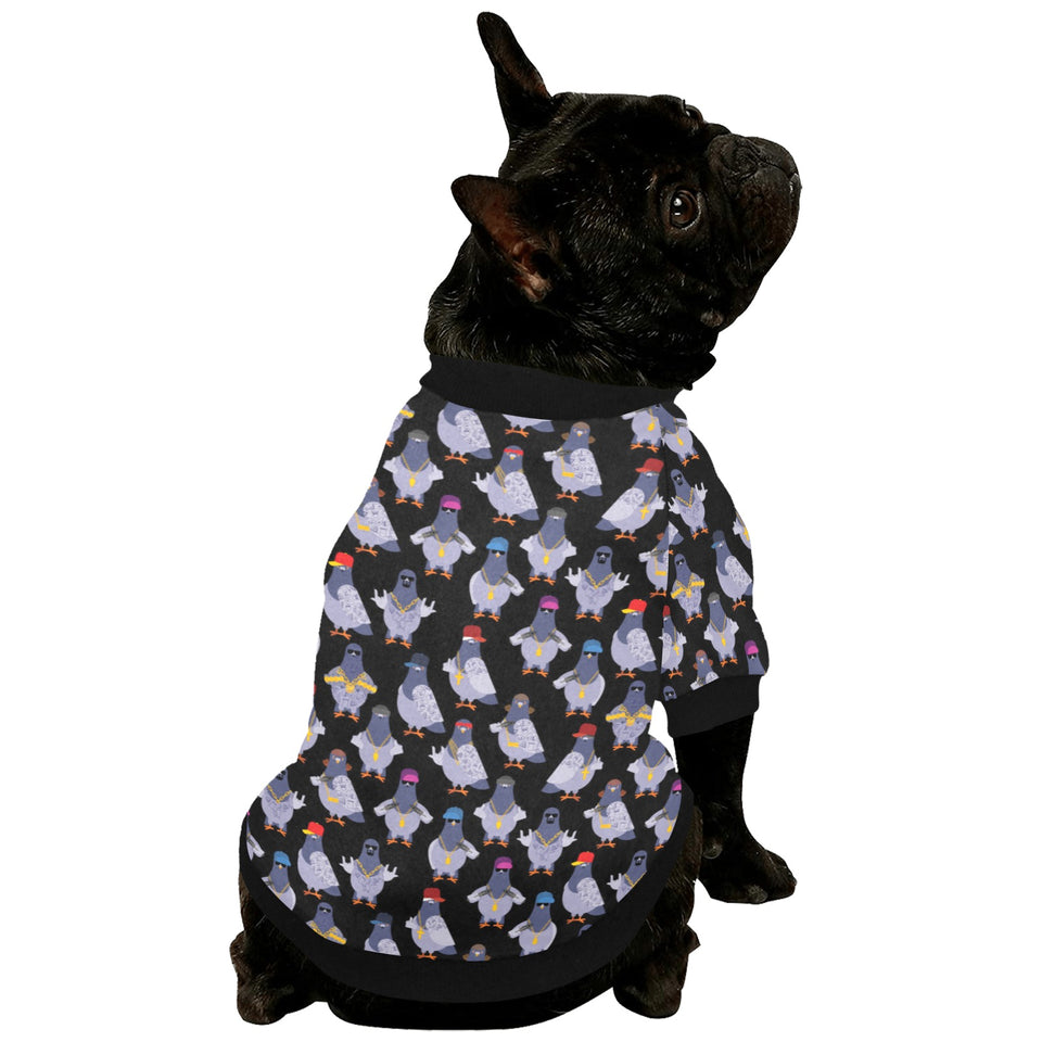 Pigeon Pattern Print Design 04 All Over Print Pet Dog Round Neck Fuzzy Shirt