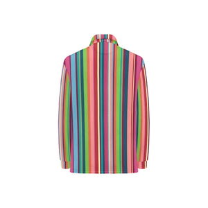 Rainbow Stripe Pattern Women's Long Sleeve Polo Shirt