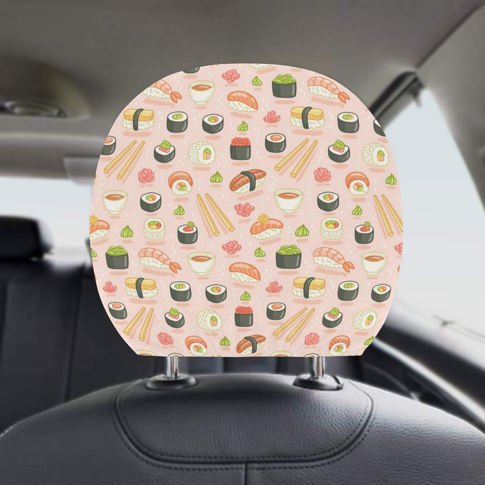 Sushi Pattern Background Car Headrest Cover