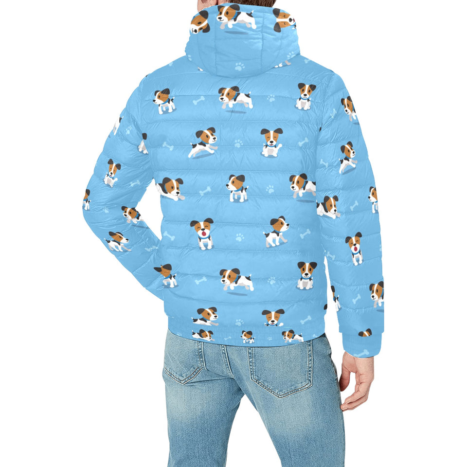 Jack Russel Pattern Print Design 04 Men's Padded Hooded Jacket(ModelH42)