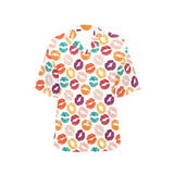 Lips Pattern Print Design 03 Women's All Over Print Hawaiian Shirt