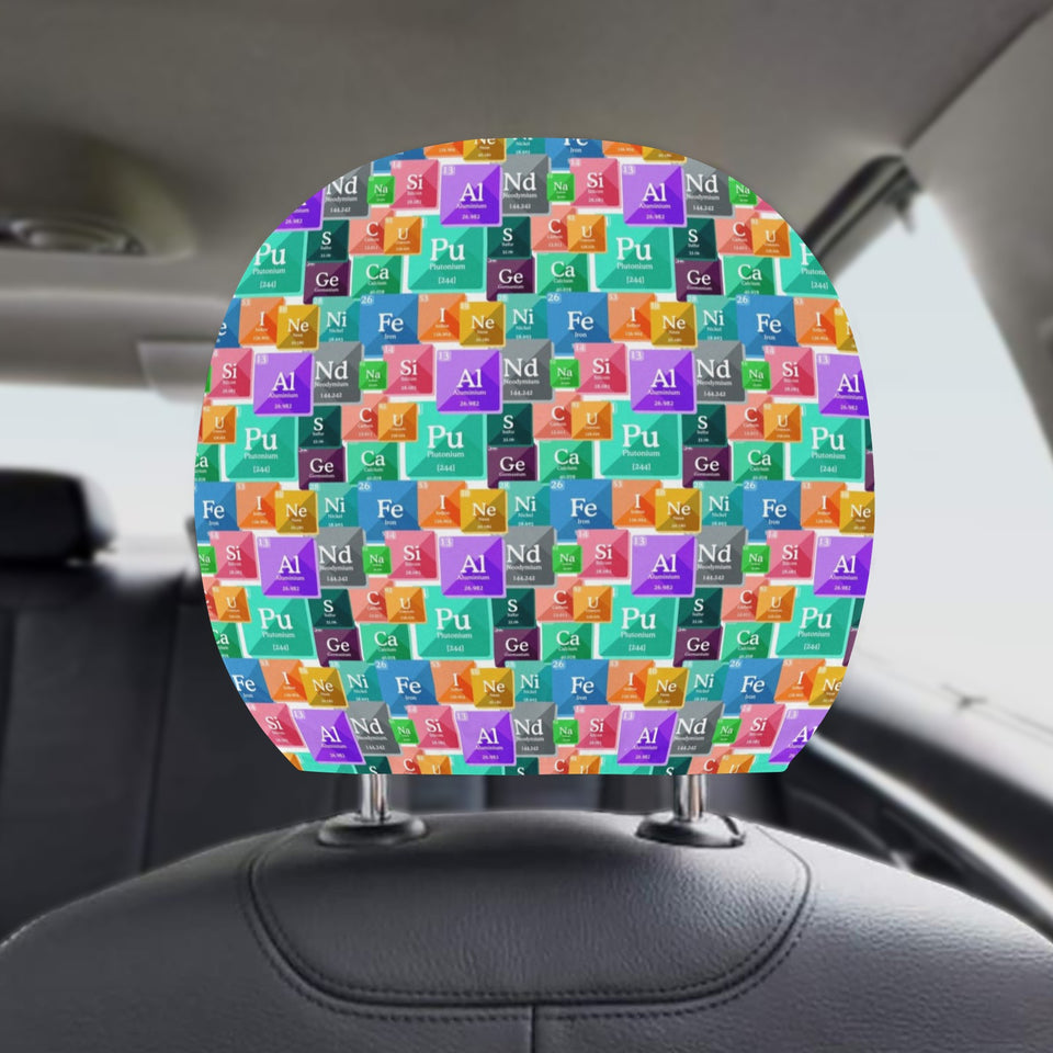 Chemistry Periodic Table Pattern Print Design 05 Car Headrest Cover