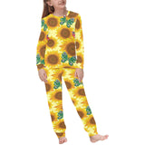 Sunflower Butterfly Pattern Kids' Boys' Girls' All Over Print Pajama Set