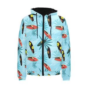 Surfboard Pattern Print Design 03 Men's Padded Hooded Jacket(ModelH42)